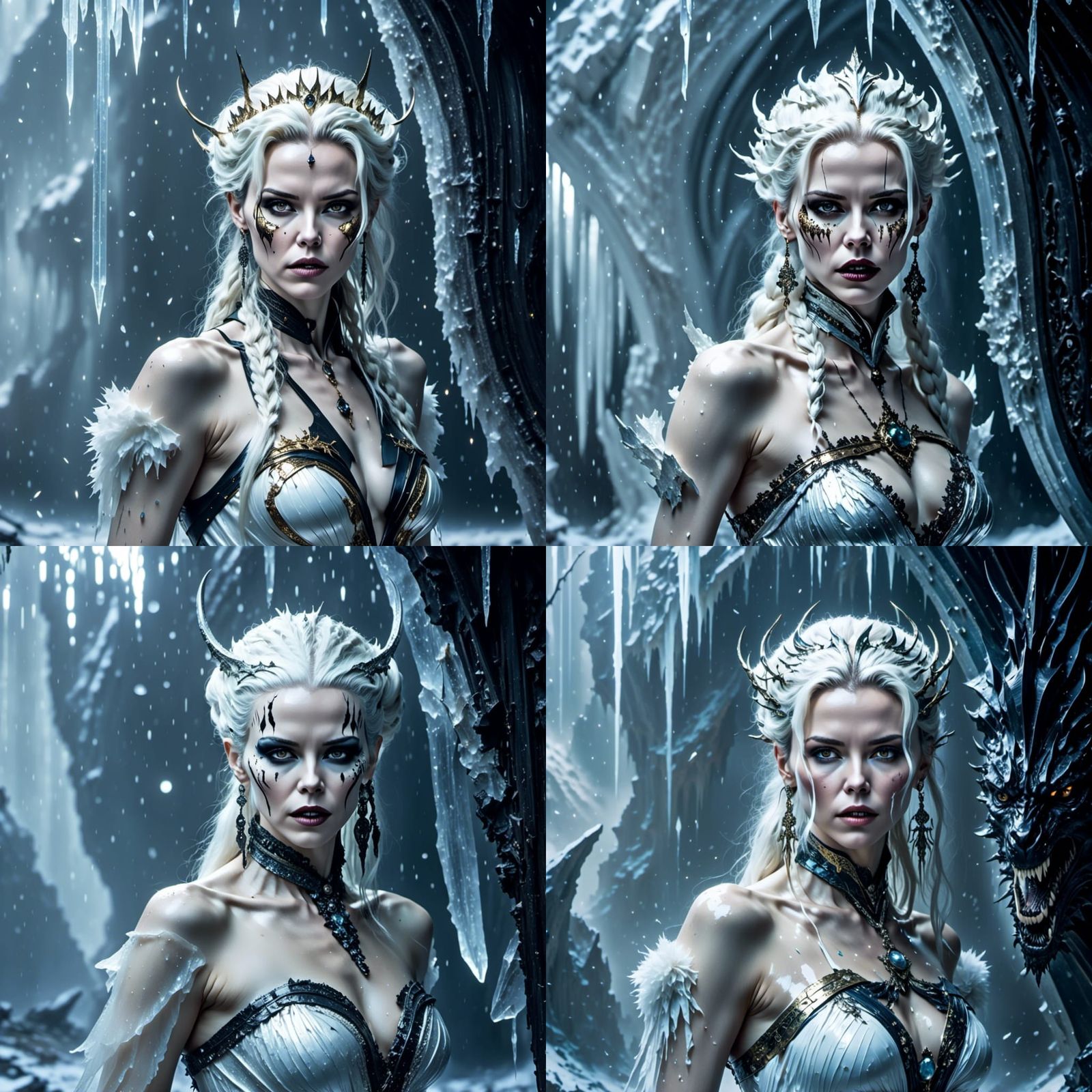 Icy Vampire Queen Portrait in Hyperrealistic Style