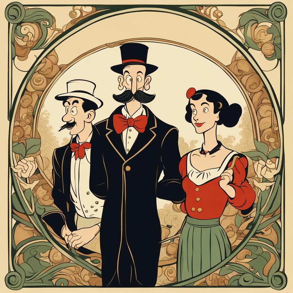 Olive Oyl Inspired Art Nouveau Scene