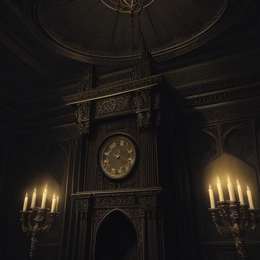 Ornate Gothic Living Room with Eerie Shadows