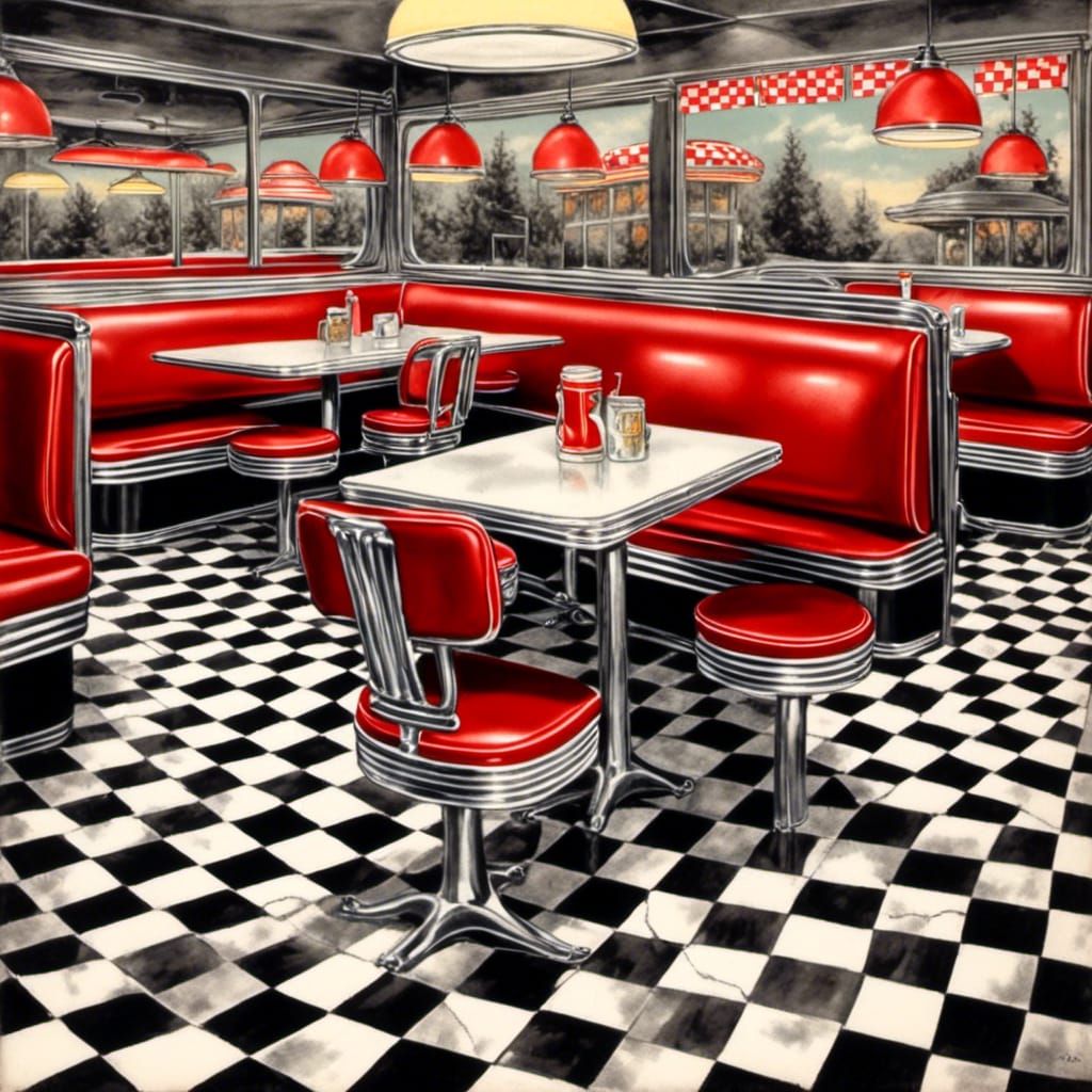 Vintage 1950s Diner Interior