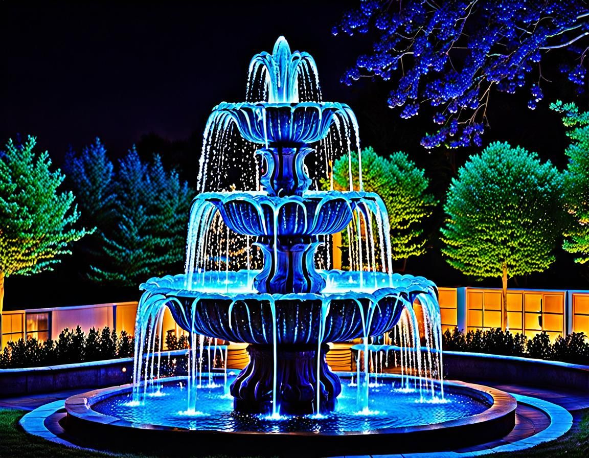 Stunning Outdoor Water Fountain at Night