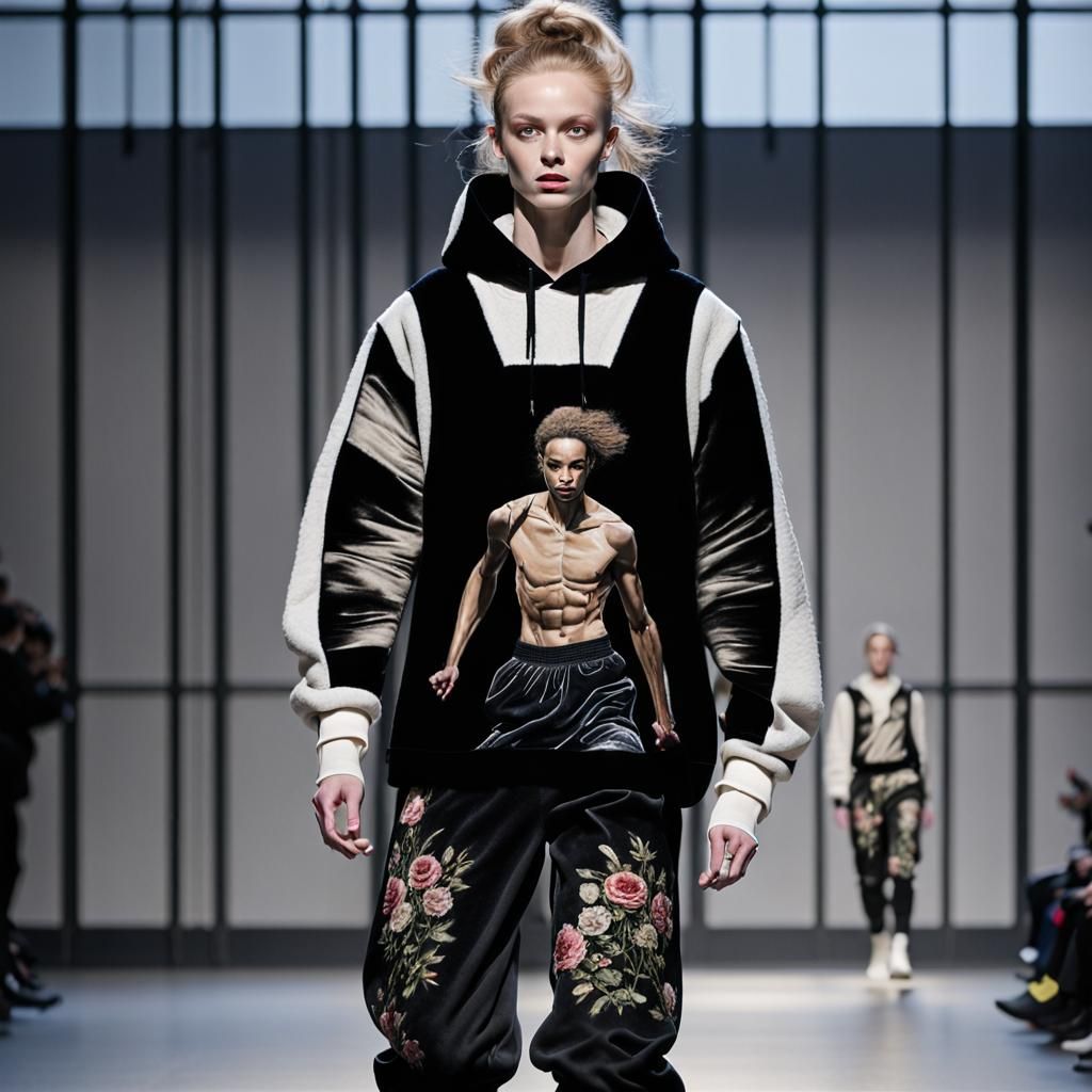 Hyperrealistic Model on Paris Runway in Rembrandt Style