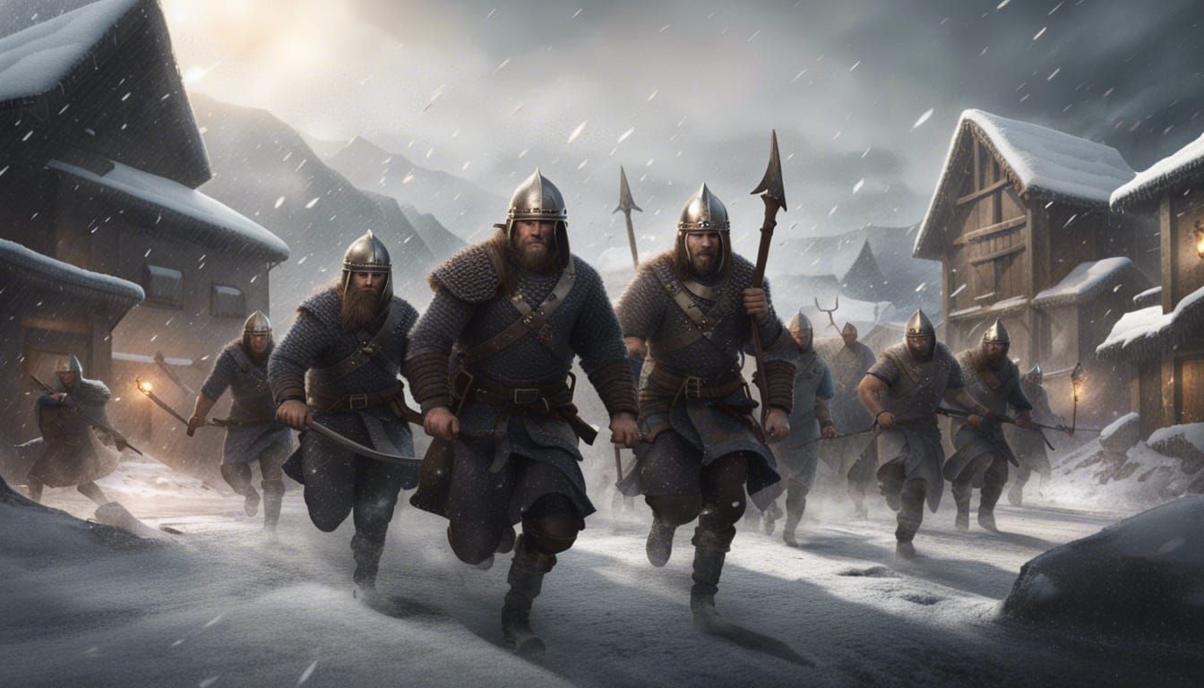 Viking Warriors Raiding a Village in Epic Style