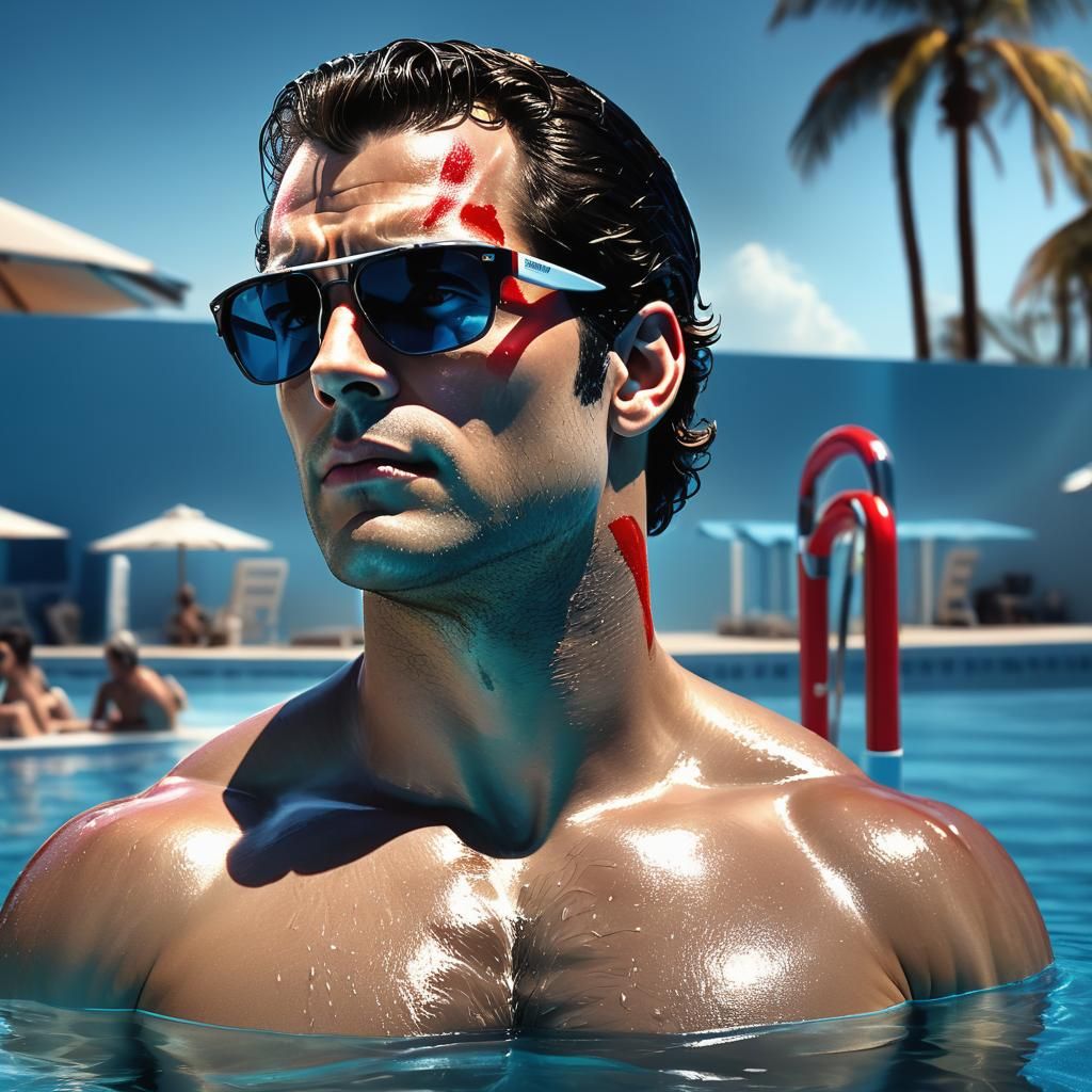 Henry Cavill as Lifeguard: Hyperrealistic Concept Art