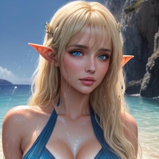 Aphrodite Elf in Aegean Sea: Fantasy Art