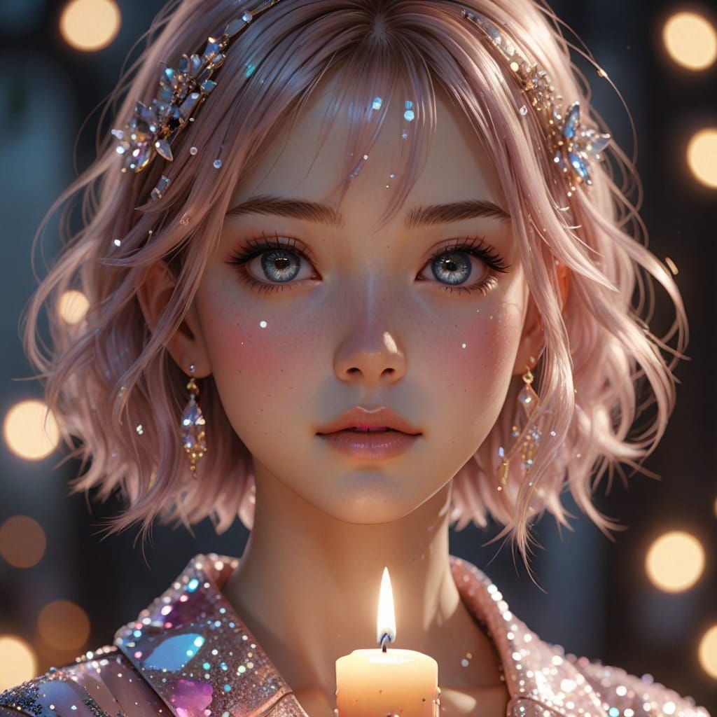 Dreamy 3D Anime Portrait in Pastel Colors