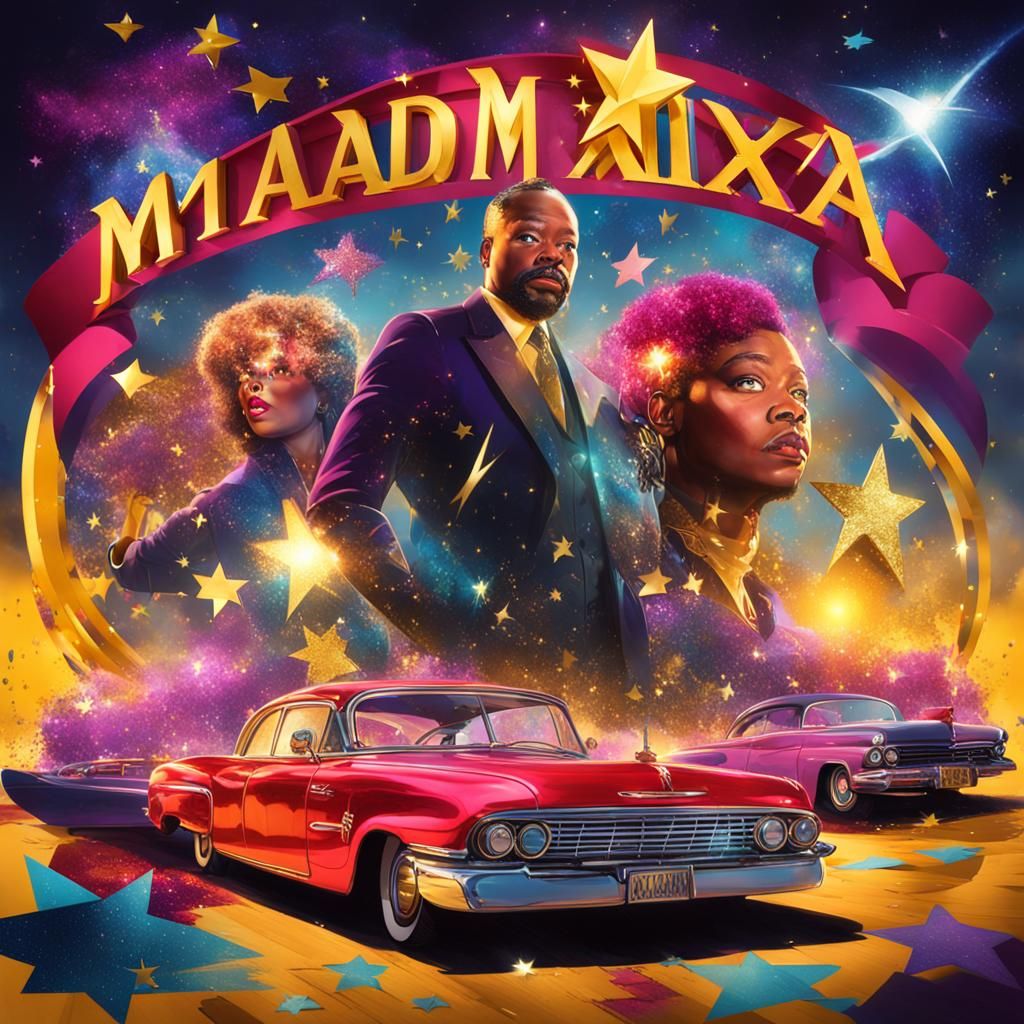 Modern Movie Poster with Glitter and Star Elements