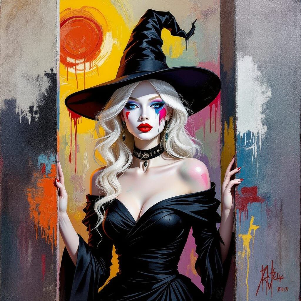 Surreal Woman Stepping out of Expressionist Painting