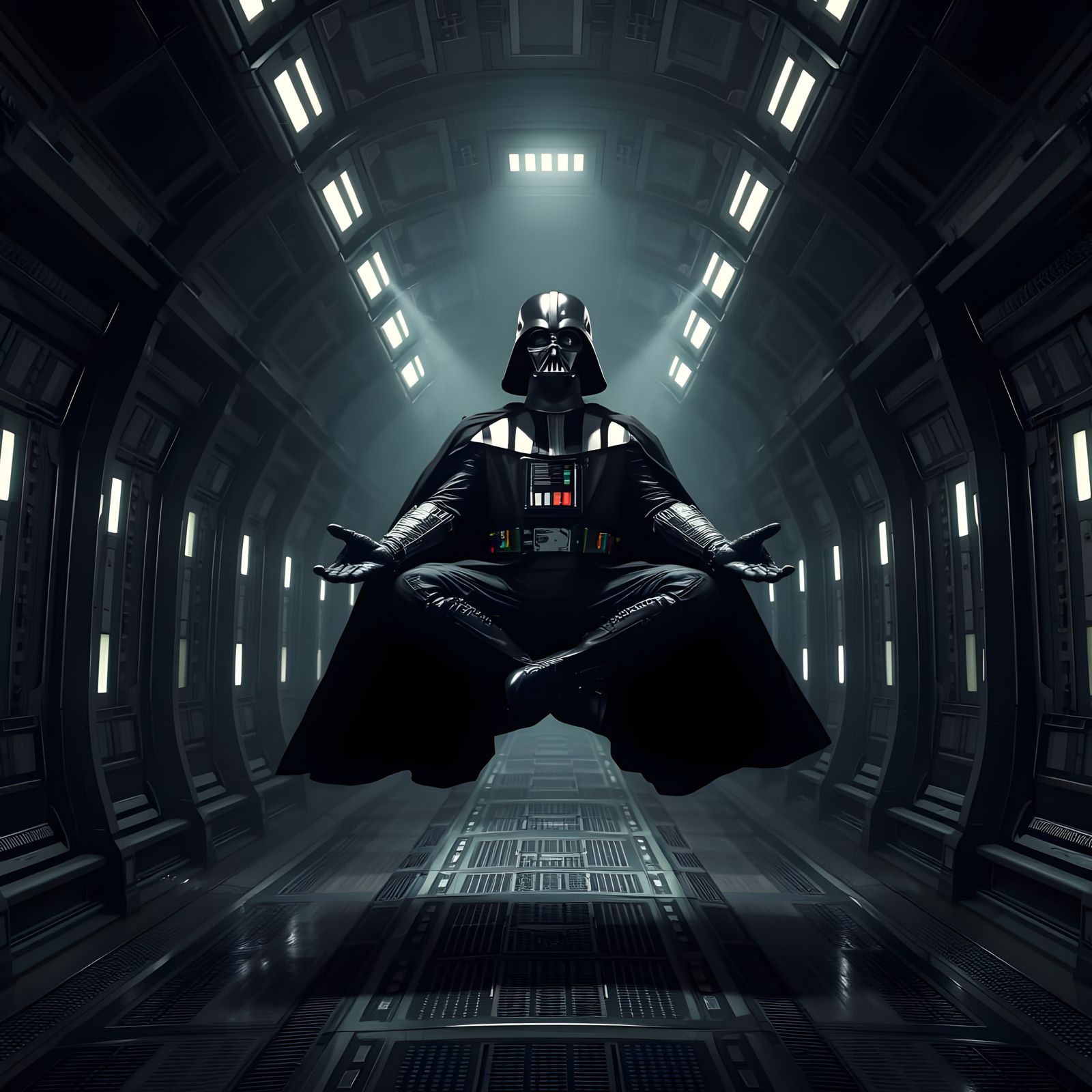 Darth Vader Levitating in Lotus Position