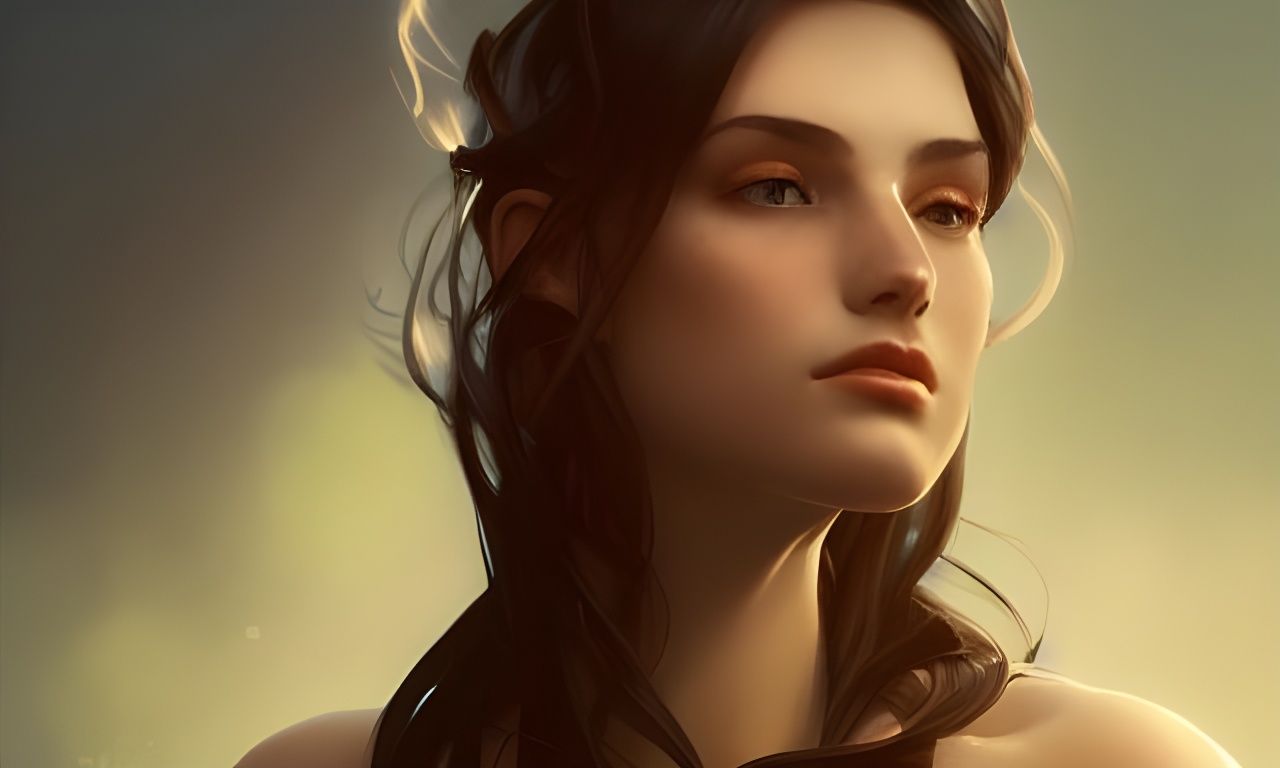 Dreamy Woman Portrait in Hyperdetailed Style