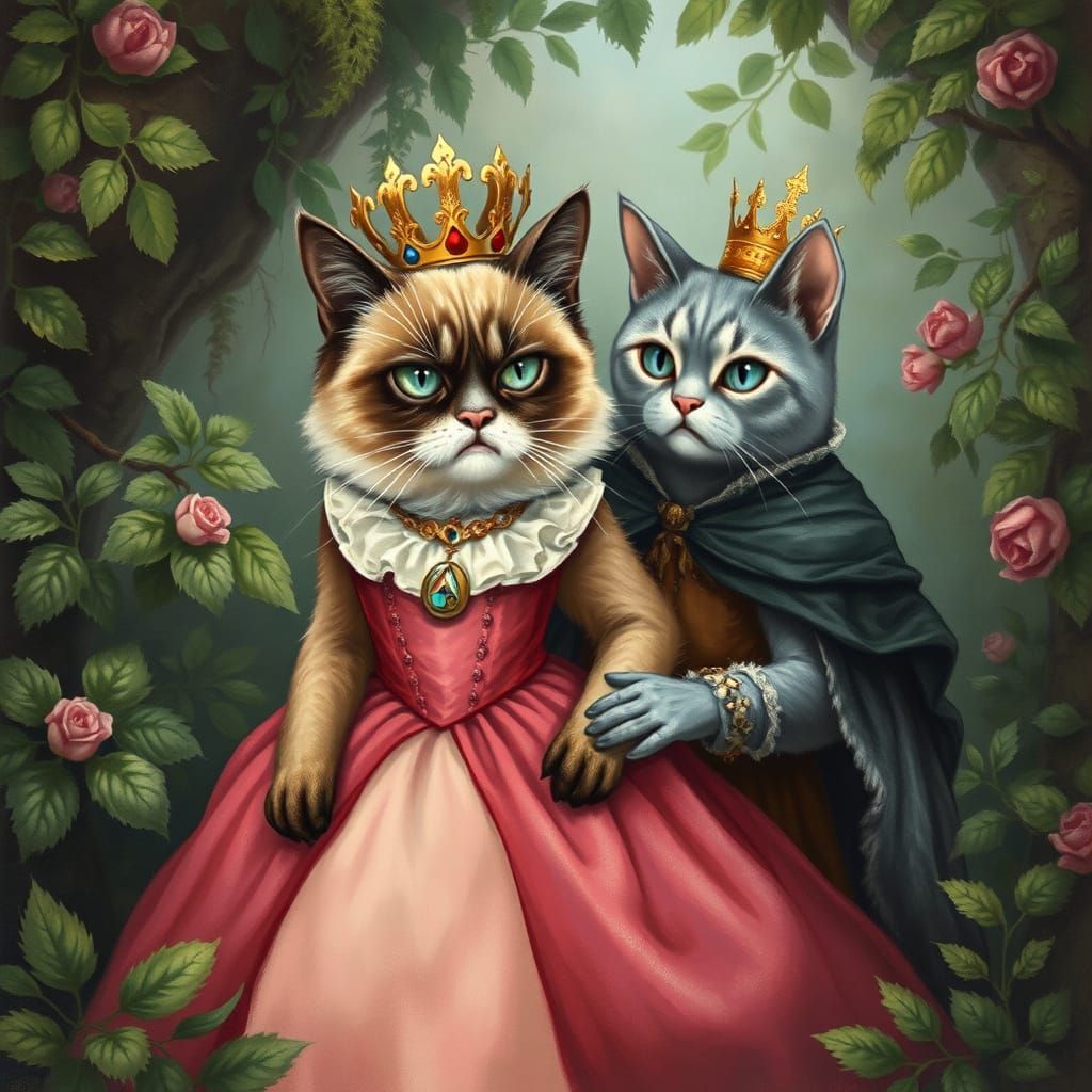Feline Fairy Tale Princess in Whimsical Wonderland