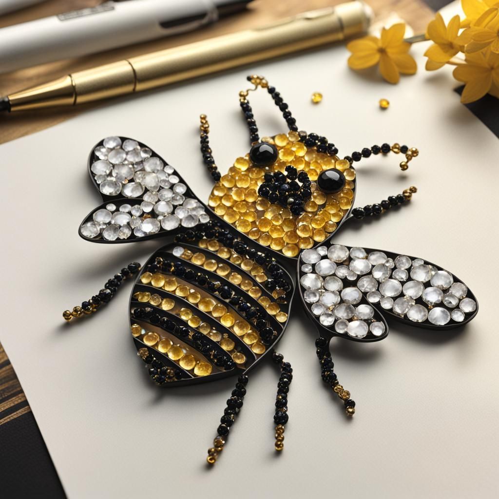 Gem-Encrusted Bee: A Digital Art Creation