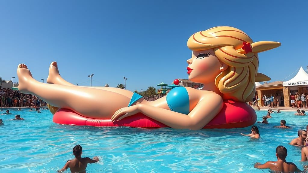 Giant Inflatable Taylor Swift as Lifeguard