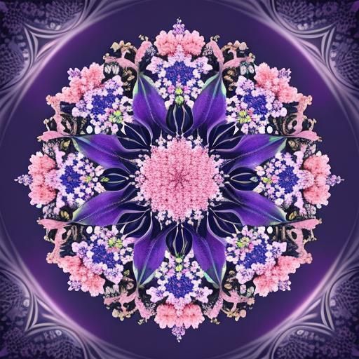 Lavender and Pink Fractal Flowers Digital Art
