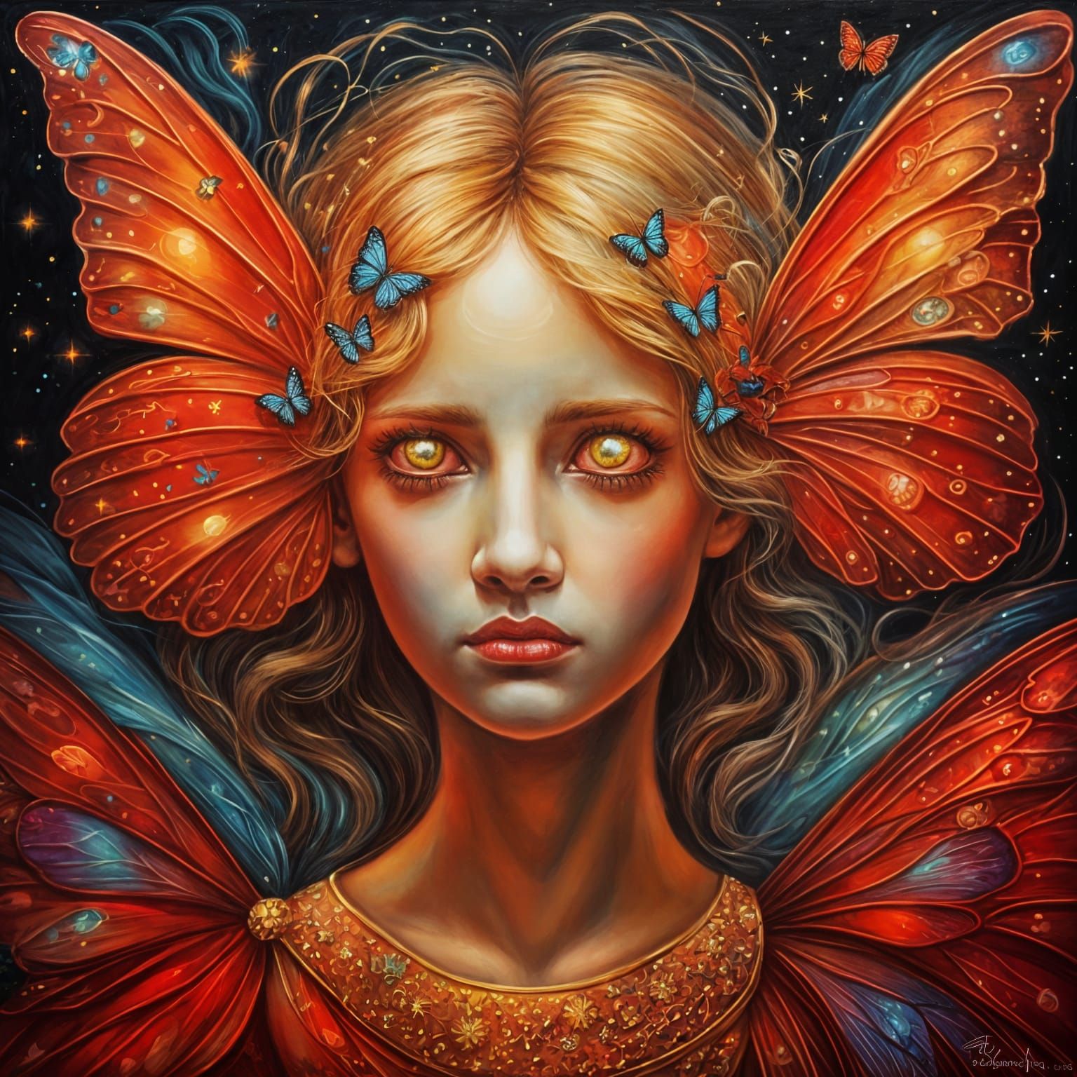 Red Butterfly Angel at Night