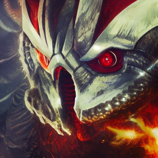 Ancient Gold-Helmeted Reptilian Alien with Glowing Red Eyes