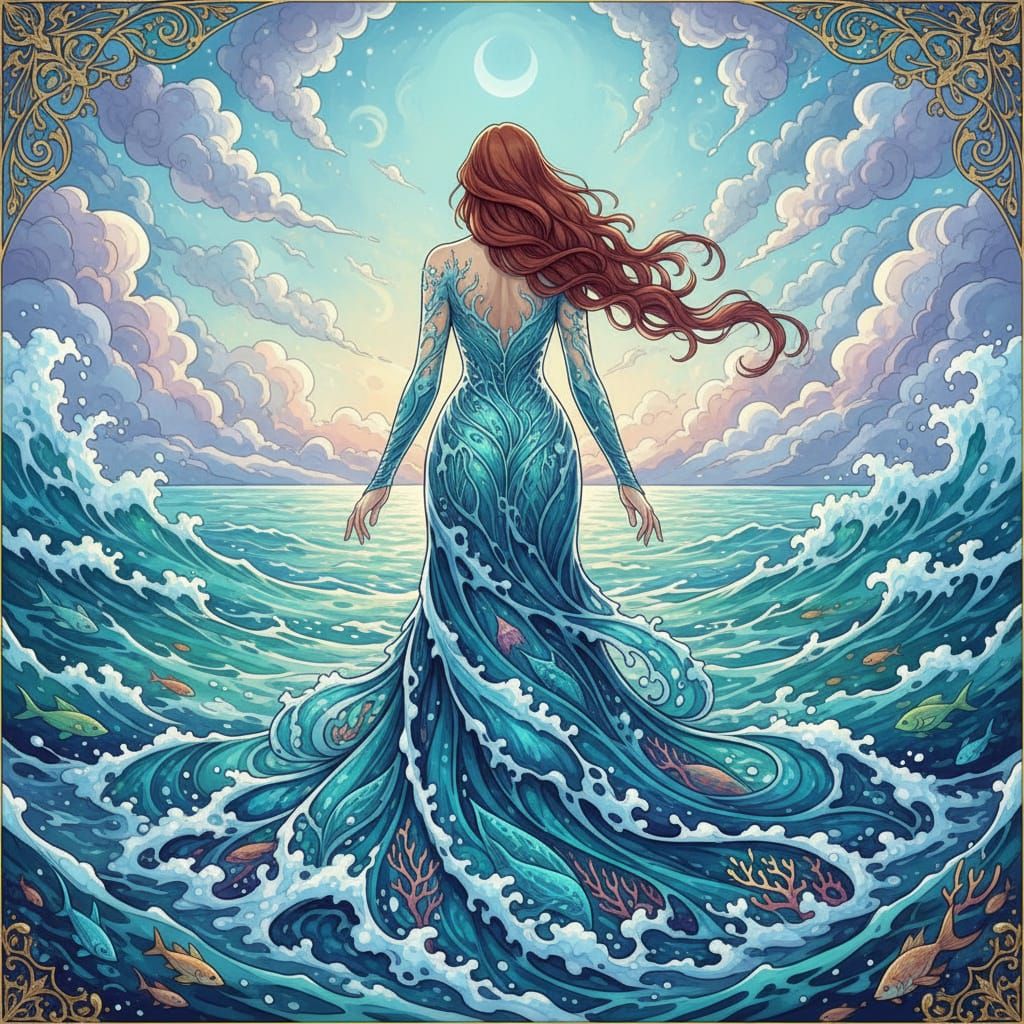 Ocean Wave Dress in Ethereal Style