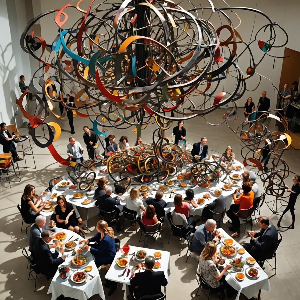 Abstract Mobile Sculpture of a Whimsical Luncheon