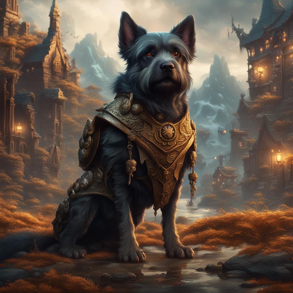 Fantastical Dog-Boy Matte Painting in Deep Color