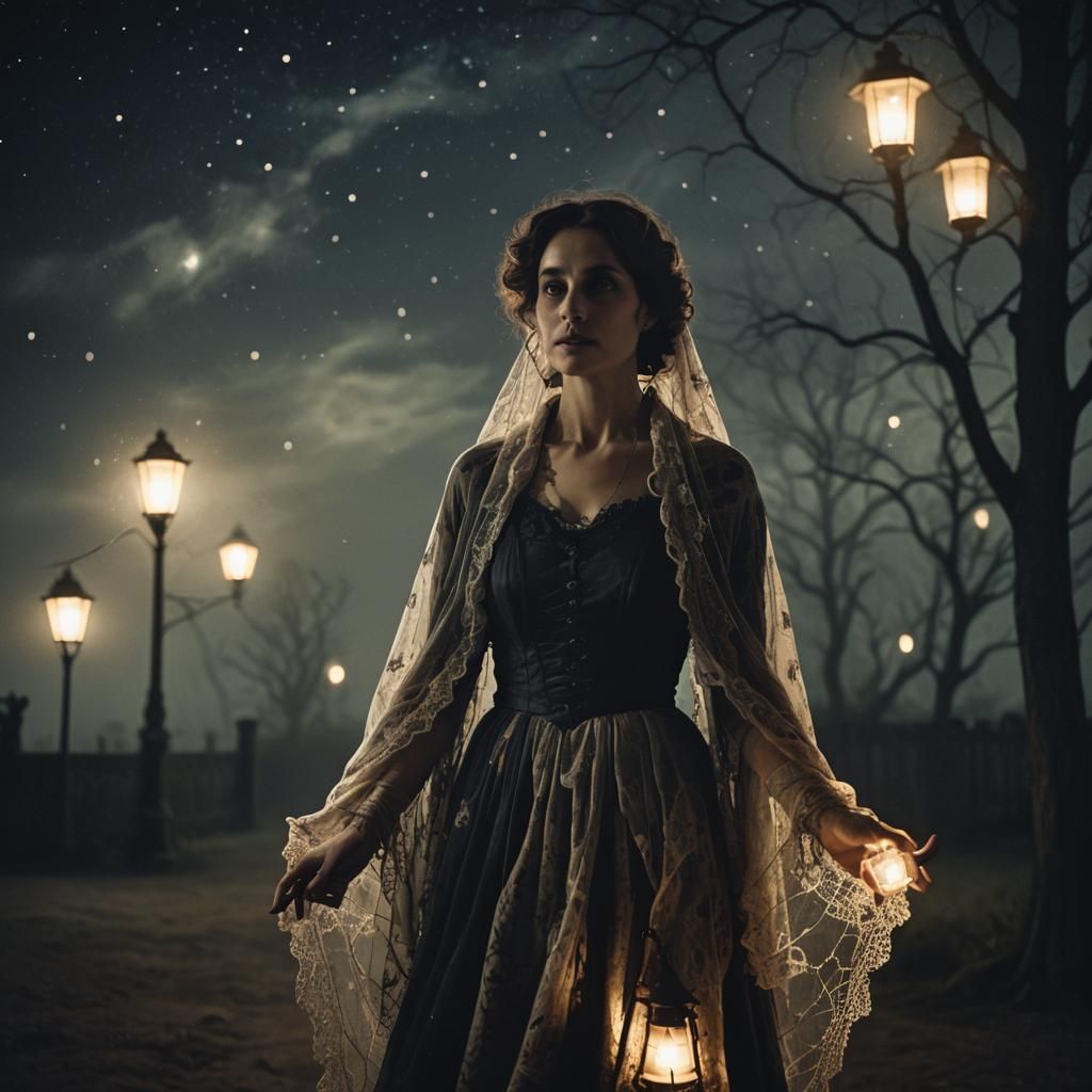 Ethereal Edwardian Figure in Dark Romanticism Style