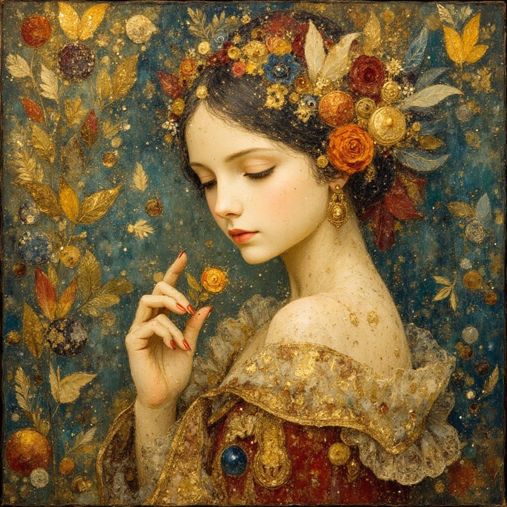 Nature Goddess in Klimt Inspired Style