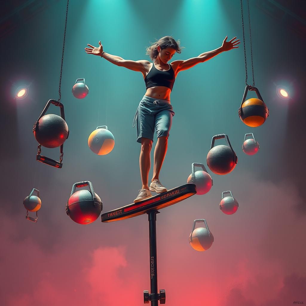 Balancing Act: Futuristic Exercise in Vibrant Colors