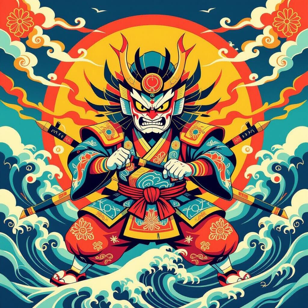 The Japanese God, Raijin,  is a god of lightning, thunder, a...