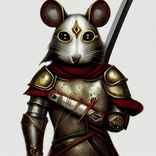 Whimsical Mouse Knight on Branch, Redwall Art