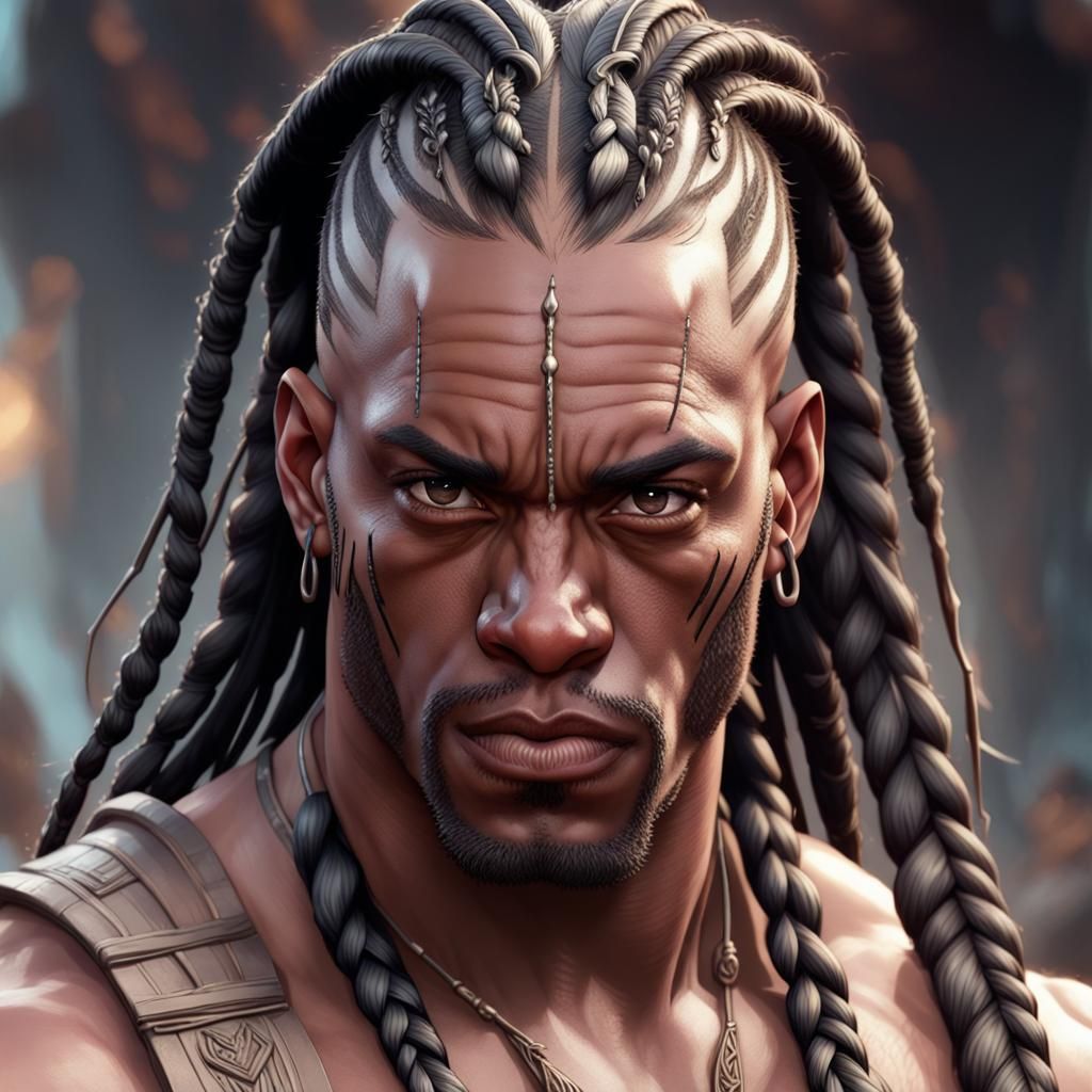 Barbarian Portrait in Hyperdetailed Digital Art Style