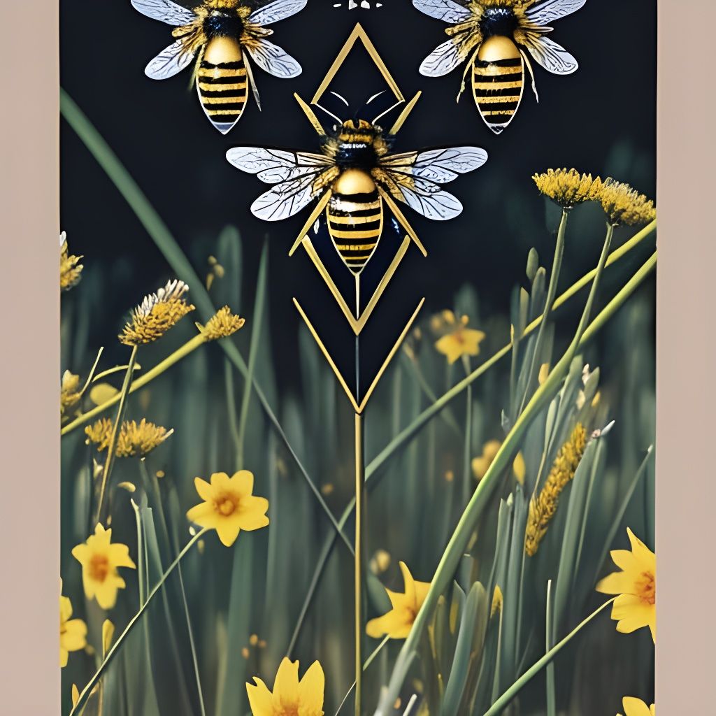 Honey Bee Tarot Card in Surreal Collage Style