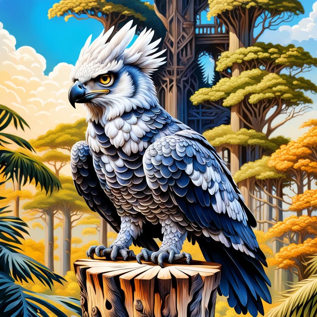 Hyperrealistic Harpy Eagle in Sunlight