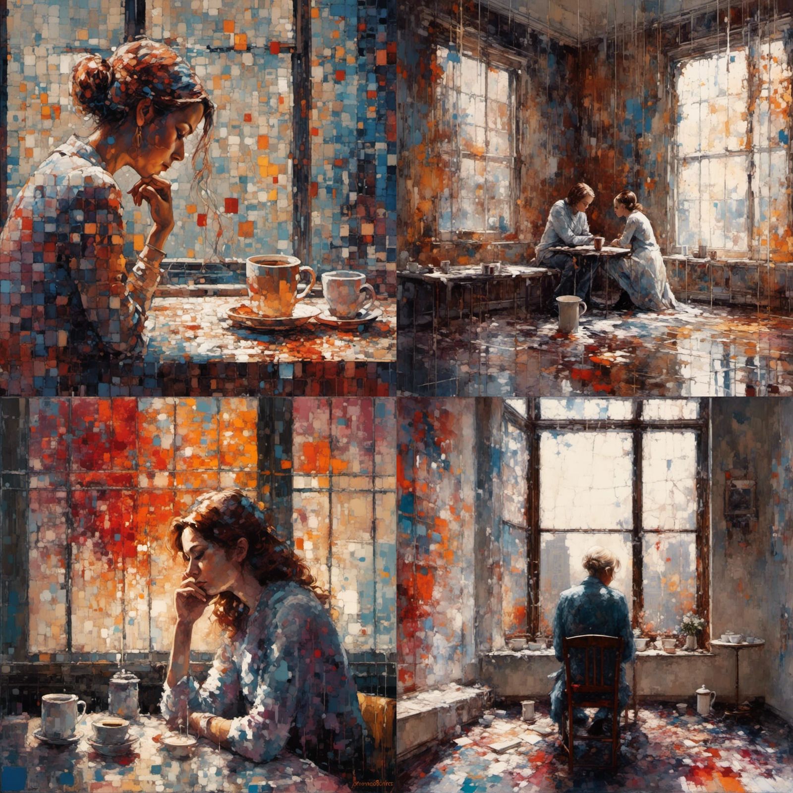 Sad Heart Portrait at Window, Digital Art