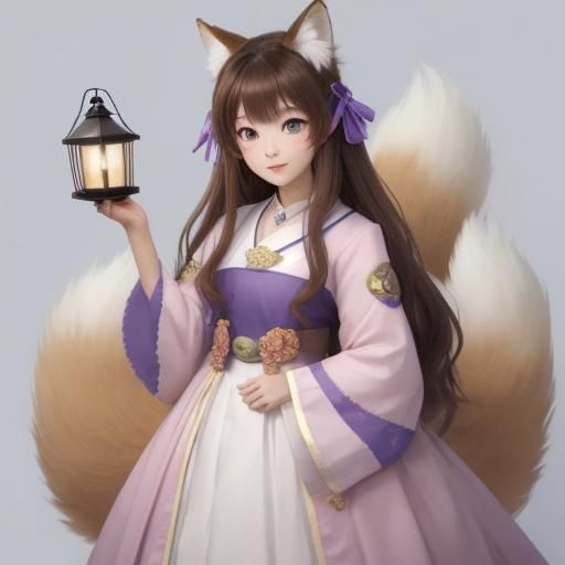Anime Kitsune Umi Portrait with Prismatic Lantern