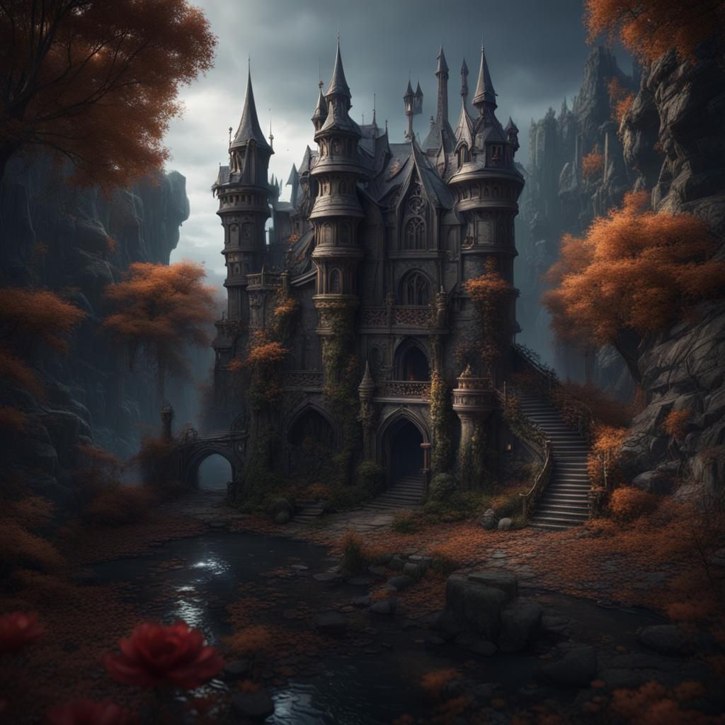 Fantastical Dark Fairytale Matte Painting in Deep Color