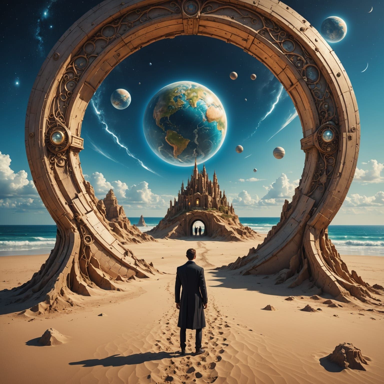 Surreal Portal Opens on Sandy Beach