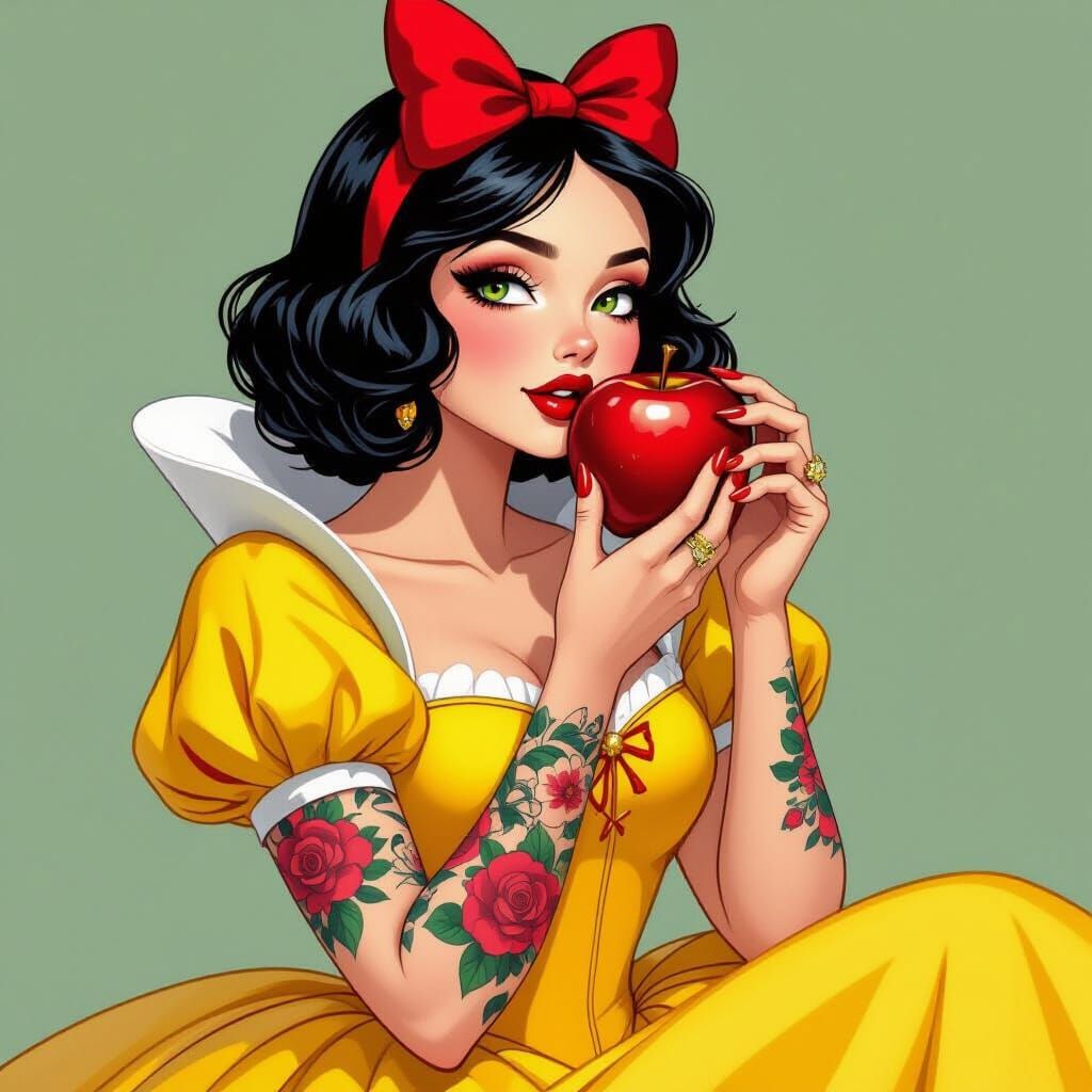 Snow White with Tattoos: A Digital Art Portrait