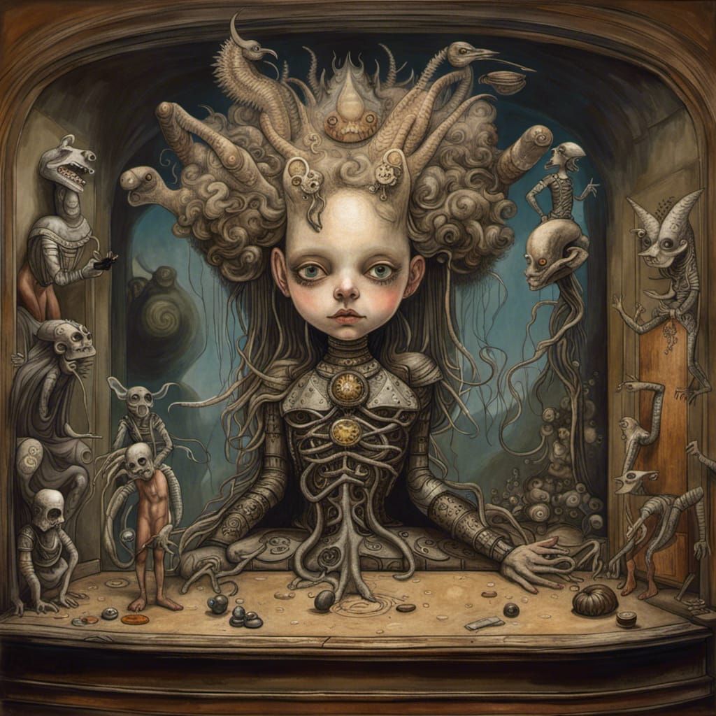 Cryptid Wonderland Cheerleader in Art Nouveau Style