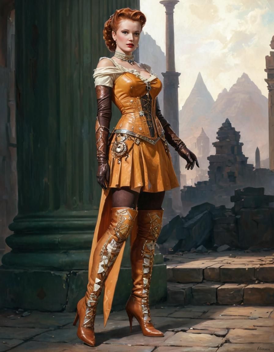 Steampunk Fantasy Portrait in Oil with Retro Sci-Fi Elements