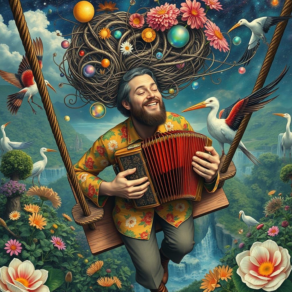 Psychedelic Utopia: Accordionist's Surreal Galaxy Swing