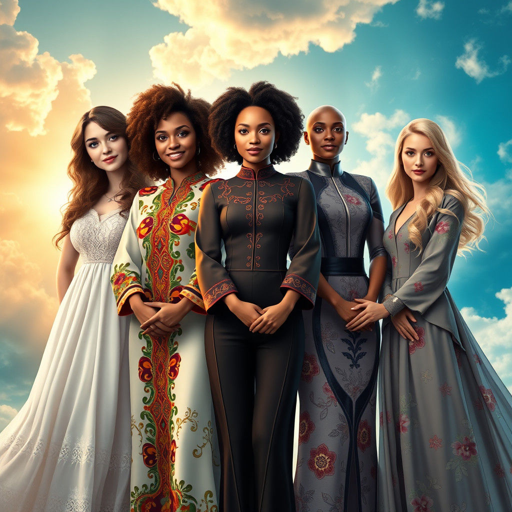 Diverse Women United in Dreamlike Fantasy Art