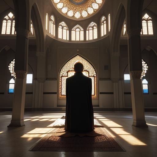 Devout Person Praying in Majestic Mosque