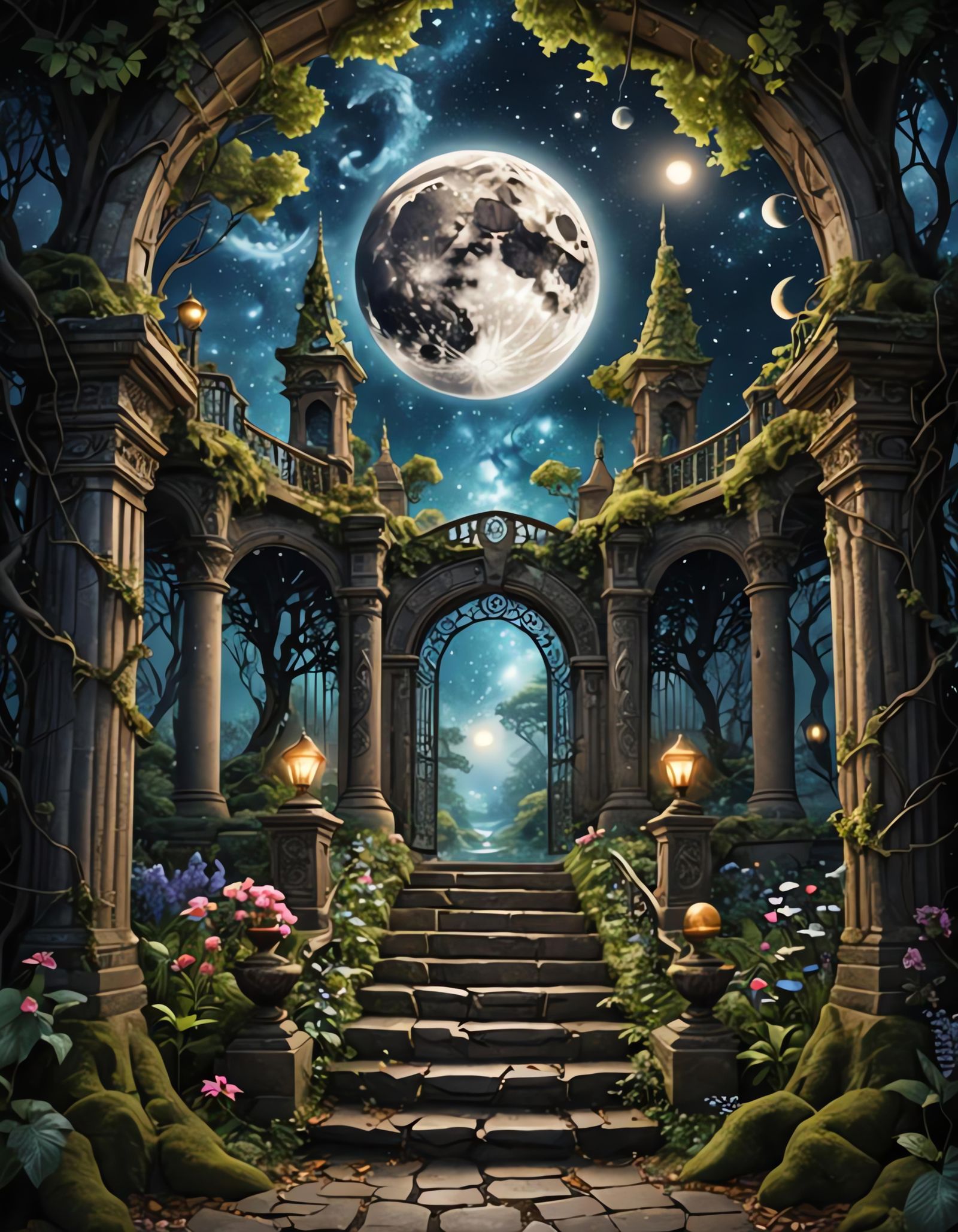 Magical Entrances to Other Dimensions: Moon and Galaxy