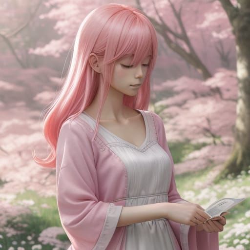 Surreal Anime Goddess in Serene Forest