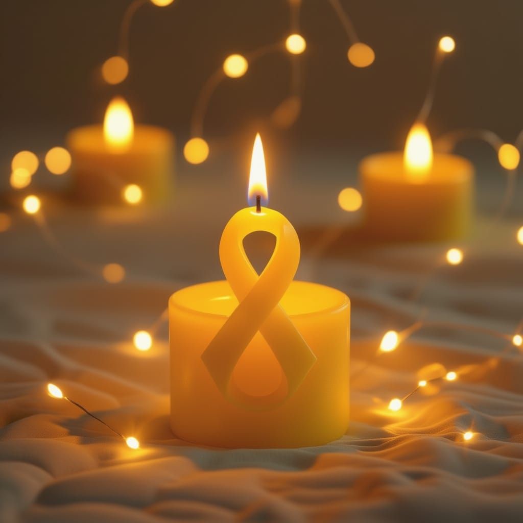 Burning Yellow Wax Awareness Symbol Candle