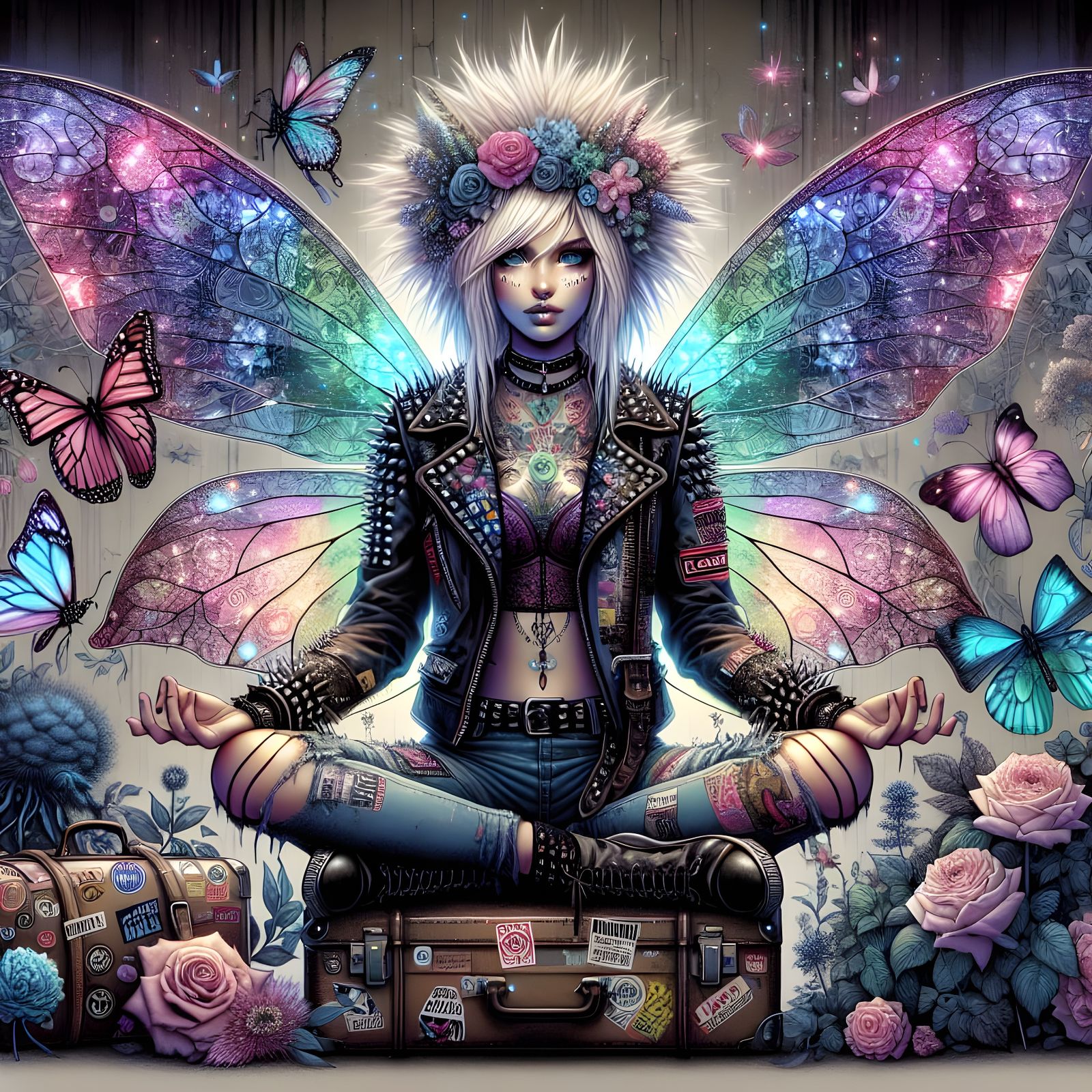 Punk Fairy Meditation in Grunge Urban Setting