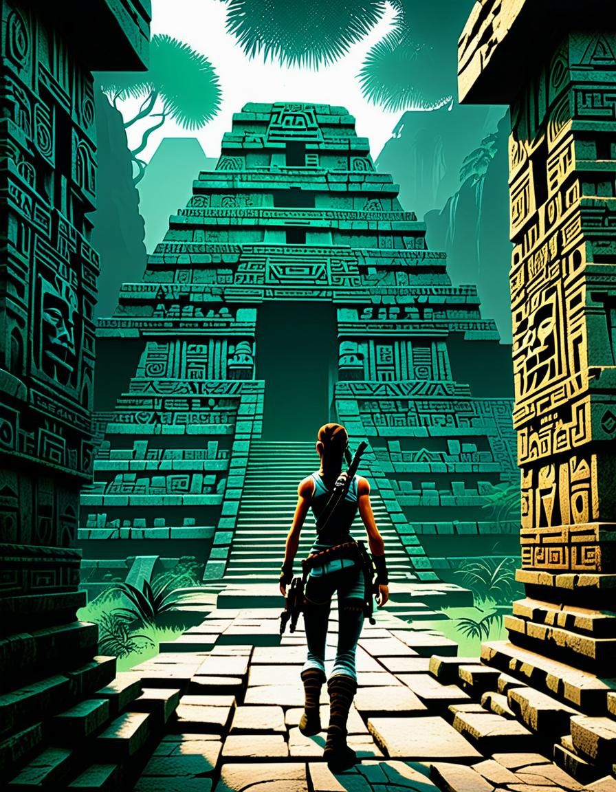 Lara Croft Explores Ancient Aztec Temple