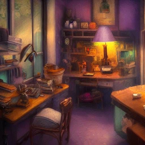 Glowing Purple Mushroom in Jar, Studio Ghibli Style