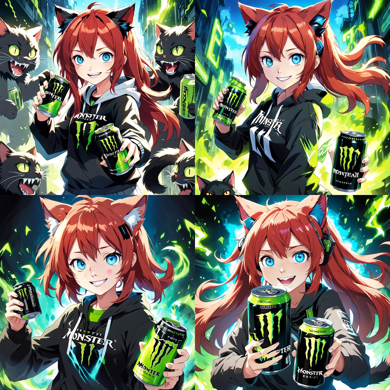 Anime Girl with Neko Ears in Ghibli Style