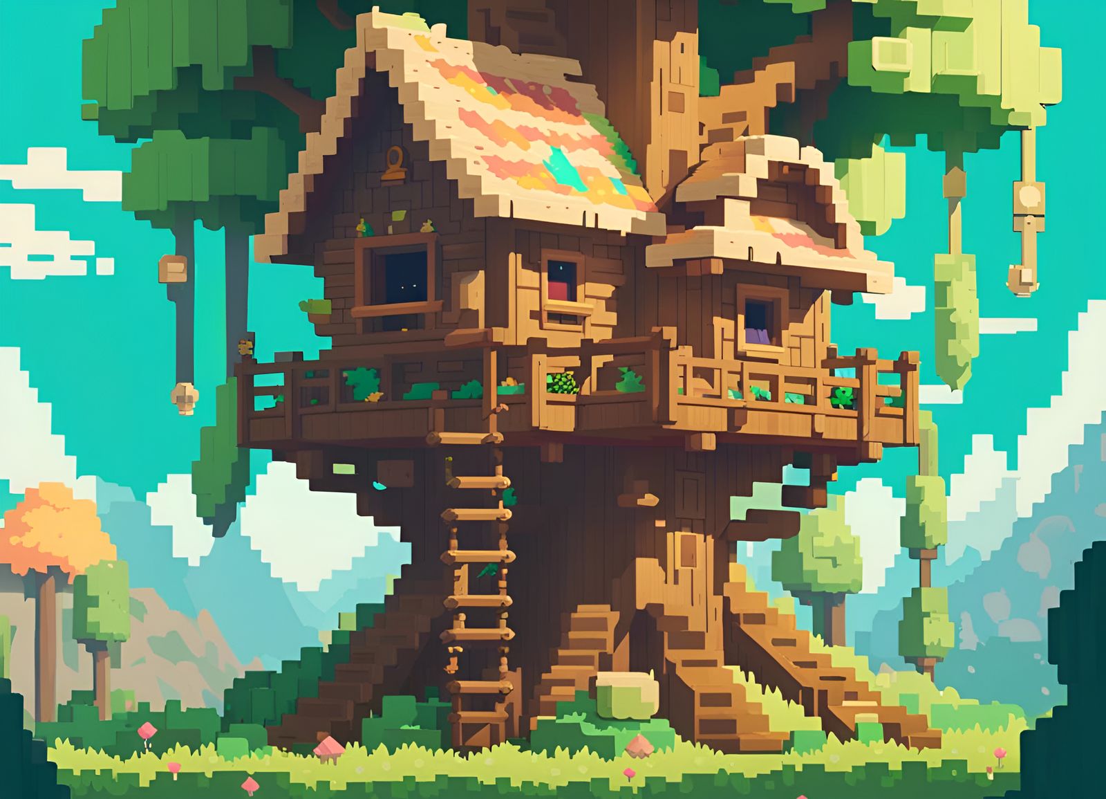 Pixel Art Treehouse Inspired by Zelda