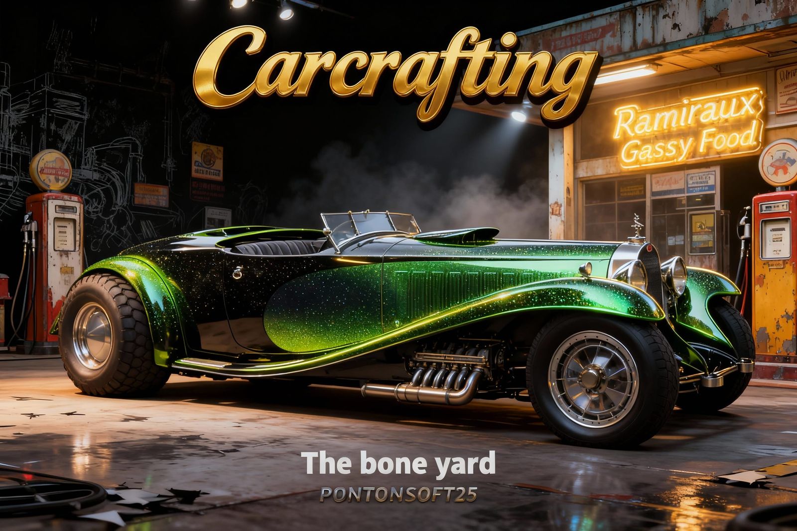 Slammed 1930 Bugatti Royale: Neon-Green Gradient